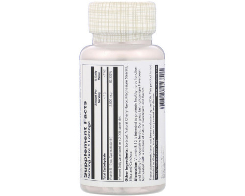 Solaray, Vitamin B-12, Natural Cherry Flavor, Sugar Free, 2000 mcg, 90 Sublingual LozengesOther Solaray, Vitamin B-12, Natural Cherry Flavor, Sugar Free, 2000 mcg, 90 Sublingual LozengesOther