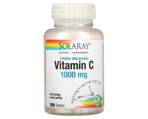 Solaray, Vitamin C Timed-Release, 1,000 mg, 100 Tablets Solaray, Vitamin C Timed-Release, 1,000 mg, 100 Tablets