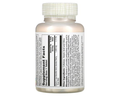 Solaray, Vitamin C Timed-Release, 1,000 mg, 100 Tablets Solaray, Vitamin C Timed-Release, 1,000 mg, 100 Tablets