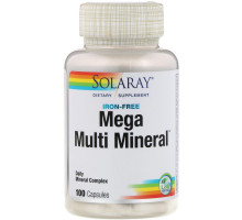 Solaray, Mega Multi Mineral, Без железа в составе, 100 капсул