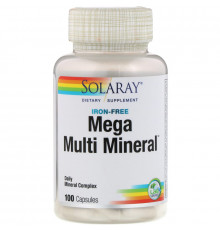 Solaray, Mega Multi Mineral, Без железа в составе, 100 капсул
