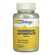 Магний Solaray, Magnesium Asporotate, магний, 200 мг, 120 растительных капсул