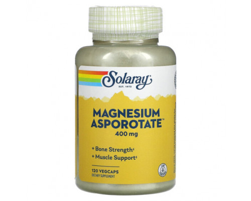 Магний Solaray, Magnesium Asporotate, магний, 200 мг, 120 растительных капсул Магний Solaray, Magnesium Asporotate, магний, 200 мг, 120 растительных капсул