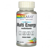 Витаминно-минеральные комплексы Twice Daily, Multi Energy, Multivitamin, Iron Free, 60 Capsules
