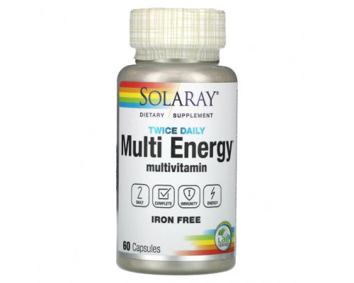 Витаминно-минеральные комплексы Twice Daily, Multi Energy, Multivitamin, Iron Free, 60 Capsules Витаминно-минеральные комплексы Twice Daily, Multi Energy, Multivitamin, Iron Free, 60 Capsules