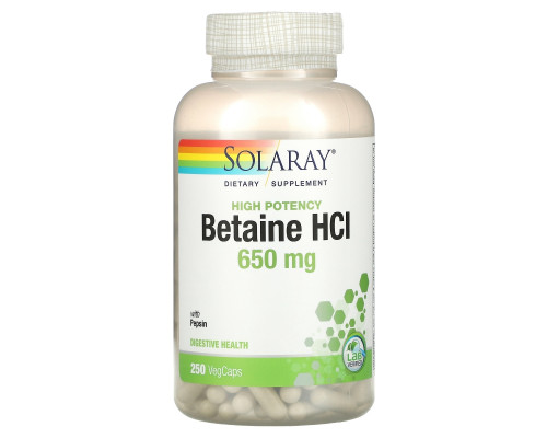 Solaray, HCL with Pepsin, 650 mg, 250 Capsules Solaray, HCL with Pepsin, 650 mg, 250 Capsules