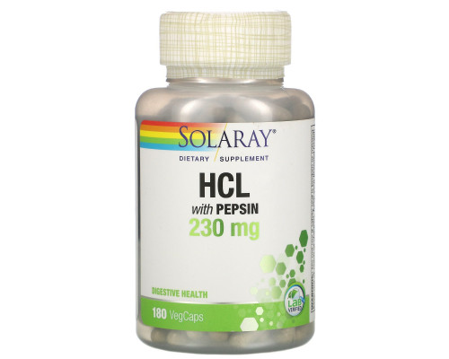 Solaray, HCL with Pepsin, 250 mg, 180 Capsules Solaray, HCL with Pepsin, 250 mg, 180 Capsules