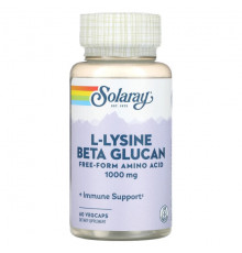 Аминокислоты L-Lysine Beta Glucan, 1,000 mg, 60 VegCaps (500 mg per Capsule)