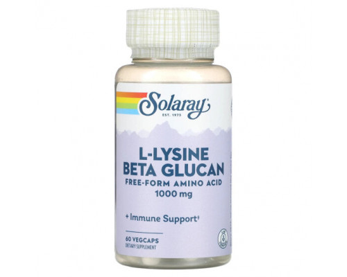 Аминокислоты L-Lysine Beta Glucan, 1,000 mg, 60 VegCaps (500 mg per Capsule) Аминокислоты L-Lysine Beta Glucan, 1,000 mg, 60 VegCaps (500 mg per Capsule)