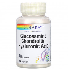 Solaray, Glucosamine Chondroitin Hyaluronic Acid, 1500 mg · 1000 mg · 20 mg, 90 Vegetarian Capsules