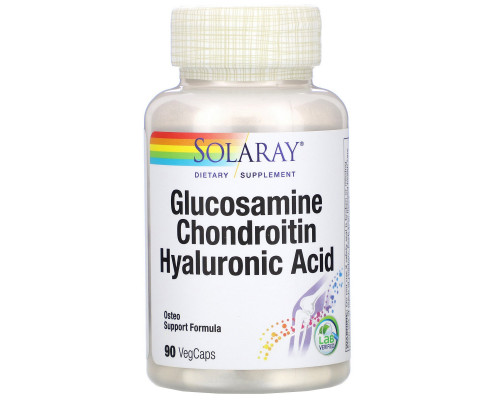 Solaray, Glucosamine Chondroitin Hyaluronic Acid, 1500 mg · 1000 mg · 20 mg, 90 Vegetarian Capsules Solaray, Glucosamine Chondroitin Hyaluronic Acid, 1500 mg · 1000 mg · 20 mg, 90 Vegetarian Capsules