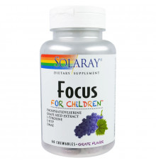 Solaray, Focus, для детей, вкус винограда , 60 жевательных таблеток