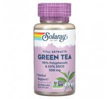 Зеленый кофе и гуарана Solaray, Vital Extracts, зеленый чай, 500 мг, 30 растительных капсул