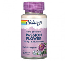 Растительные экстракты и настойки Solaray, Vital Extracts, Passion FLower, 250 мг, 60 растительных капсул