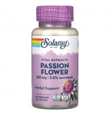 Растительные экстракты и настойки Solaray, Vital Extracts, Passion FLower, 250 мг, 60 растительных капсул