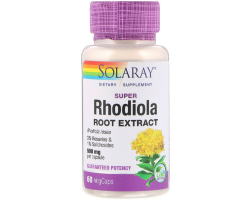 Solaray, Super Rhodiola Root Extract, 500 mg, 60 VegCaps Solaray, Super Rhodiola Root Extract, 500 mg, 60 VegCaps