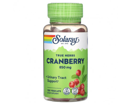 Фрукты и ягоды Solaray, True Herbs, клюква, 425 мг, 100 растительных капсул Фрукты и ягоды Solaray, True Herbs, клюква, 425 мг, 100 растительных капсул