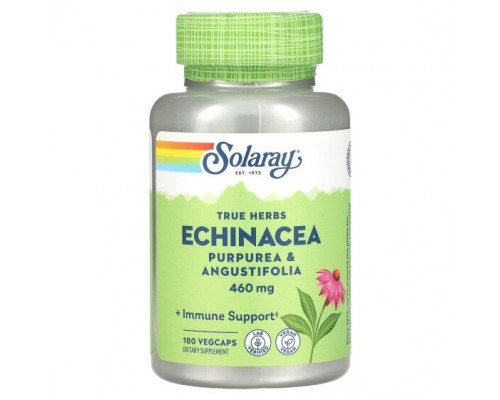 Эхинацея Solaray, True Herbs, эхинацея, 460 мг, 180 капсул на растительной основе Эхинацея Solaray, True Herbs, эхинацея, 460 мг, 180 капсул на растительной основе