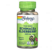 Эхинацея Solaray, True Herbs, эхинацея и бузина, 440 мг, 100 растительных капсул