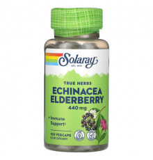 Эхинацея Solaray, True Herbs, эхинацея и бузина, 440 мг, 100 растительных капсул