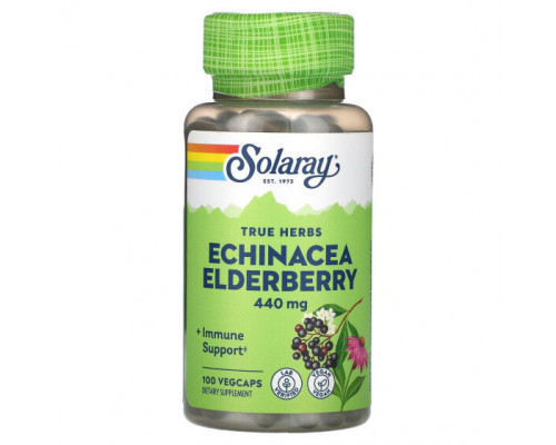 Эхинацея Solaray, True Herbs, эхинацея и бузина, 440 мг, 100 растительных капсул Эхинацея Solaray, True Herbs, эхинацея и бузина, 440 мг, 100 растительных капсул