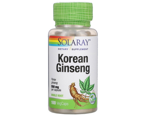 Solaray, Korean Ginseng, 550 mg, 100 VegCaps Solaray, Korean Ginseng, 550 mg, 100 VegCaps