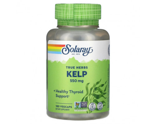 Водоросли Solaray, True Herbs, водоросли, 550 мг, 180 растительных капсул Водоросли Solaray, True Herbs, водоросли, 550 мг, 180 растительных капсул