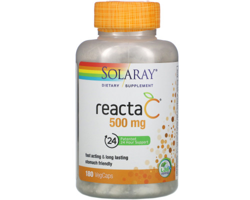 Solaray, Reacta-C, 500 мг, 180 вегетарианских капсул Solaray, Reacta-C, 500 мг, 180 вегетарианских капсул