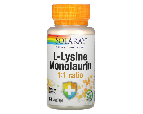 Solaray, L-Lysine Monolaurin 1:1 Ratio, 60 Vegetarian Capsules Solaray, L-Lysine Monolaurin 1:1 Ratio, 60 Vegetarian Capsules