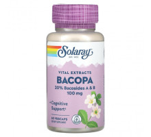Аюрведа Solaray, Vital Extracts, бакопа, 100 мг, 60 растительных капсул