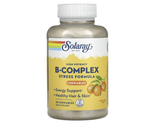Solaray, High Potency B-Complex, Natural Orange, 50 Chewables Solaray, High Potency B-Complex, Natural Orange, 50 Chewables