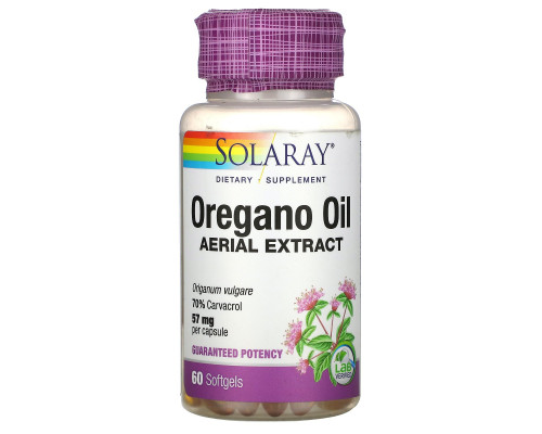 Solaray, Oregano Oil, 70% Carvacrol, 60 Softgels