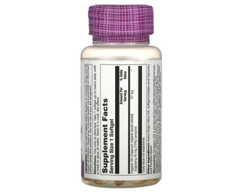 Solaray, Oregano Oil, 70% Carvacrol, 60 Softgels