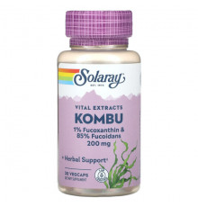 Водоросли Solaray, Vital Extracts, комбу, 200 мг, 30 растительных капсул