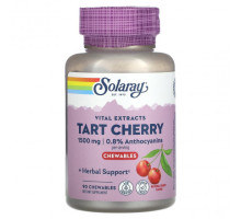 Антиоксиданты Solaray, Vital Extracts Tart Cherry, натуральная вишня, 500 мг, 90 жевательных таблеток