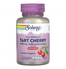 Антиоксиданты Solaray, Vital Extracts Tart Cherry, натуральная вишня, 500 мг, 90 жевательных таблеток