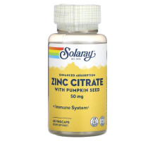 Solaray, Zinc Citrate with Pumpkin Seed, 50 mg, 60 VegCaps