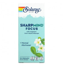 Растительные экстракты и настойки Solaray, SharpMind Focus, средство для улучшения концентрации внимания, 30 растительных капсул