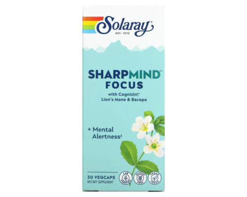 Растительные экстракты и настойки Solaray, SharpMind Focus, средство для улучшения концентрации внимания, 30 растительных капсул Растительные экстракты и настойки Solaray, SharpMind Focus, средство для улучшения концентрации внимания, 30 растительных капсул