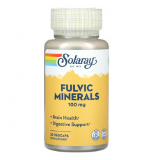 Витаминно-минеральные комплексы Solaray, Fulvic Minerals, 100 мг, 30 растительных капсул