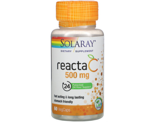 Solaray, Reacta-C, 500 мг, 60 вегетарианских капсул Solaray, Reacta-C, 500 мг, 60 вегетарианских капсул