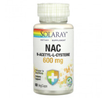 Антиоксиданты Solaray, NAC, 600 мг, 60 вегетарианских капсул