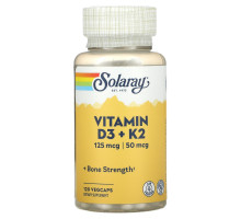 Solaray, Soy-Free Vitamin D-3 + K-2, 120 VegCaps