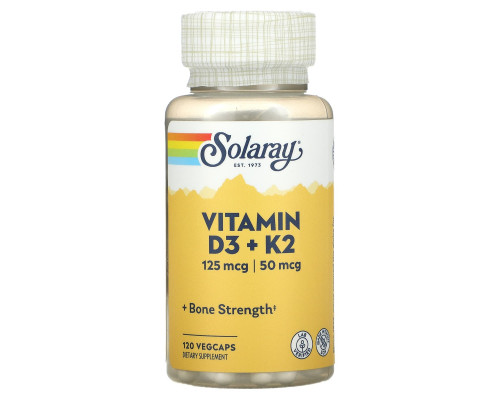 Solaray, Soy-Free Vitamin D-3 + K-2, 120 VegCaps Solaray, Soy-Free Vitamin D-3 + K-2, 120 VegCaps