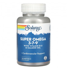Рыбий жир и Омега 3, 6, 9 Solaray, Super Omega 3-7-9 с витамином D3 и маслом лосося, 120 мягких таблеток