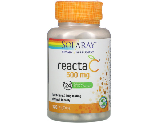Solaray, Reacta-C, 500 мг, 120 вегетарианских капсул Solaray, Reacta-C, 500 мг, 120 вегетарианских капсул