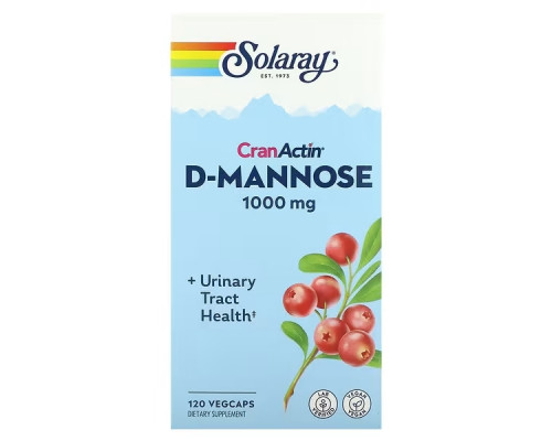 Solaray, D-манноза, с CranActin, 120 вегетарианских капсул