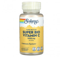 Витамин C Solaray, Super Bio Vitamin C, замедленное высвобождение, 500 мг, 60 растительных капсул