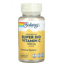 Витамин C Solaray, Super Bio Vitamin C, замедленное высвобождение, 500 мг, 60 растительных капсул