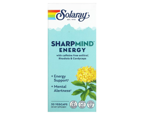 Solaray, SharpMind, Energy, 30 растительных капсул Solaray, SharpMind, Energy, 30 растительных капсул